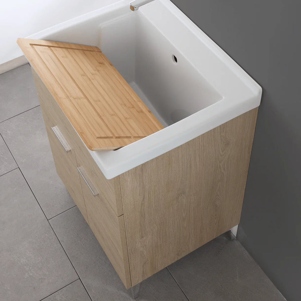 Mobile lavatoio da terra Cubi&Co linea Star 60 cm con vasca in resina - Rovere dolomite