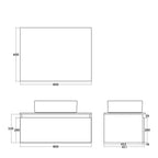 900277 - Composizione Bagno Sospesa Lunghezza 80 cm con Lavabo in Appoggio  Collezione Revival Cubi&Co - Bianco Frassinato