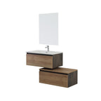 900221 - Composizione Bagno Sospesa Separata con Cassetti Soft-Close Collezione Revival Cubi&co - Rovere di Bordeaux e Ossido Grigio