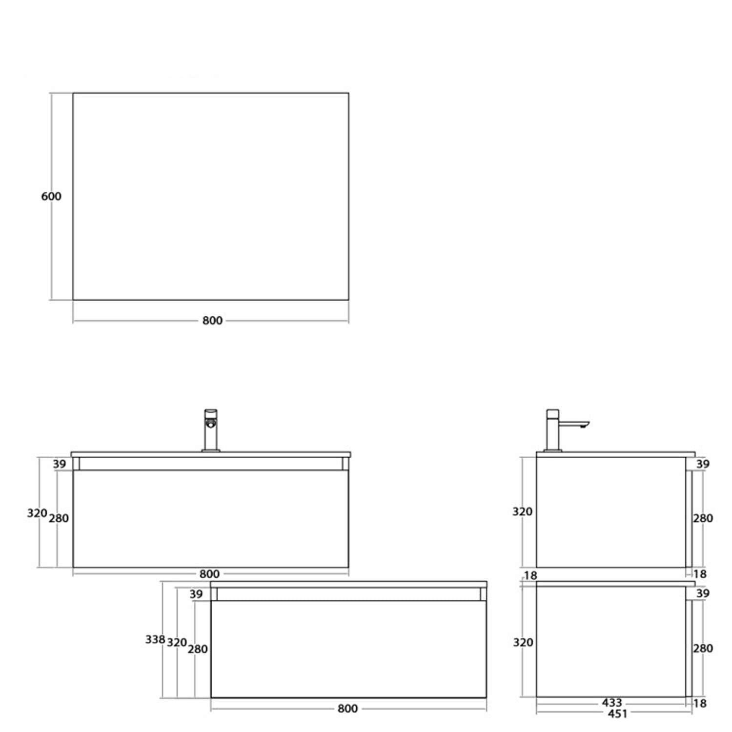 900221 - Composizione Bagno Sospesa Separata con Cassetti Soft-Close Collezione Revival Cubi&co - Rovere di Bordeaux e Ossido Grigio