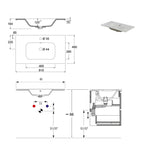900220 - Composizione Bagno Sospesa Lunghezza 80 cm Separata con Cassetti Soft-Close Collezione Revival Cubi&co - Noce Canaletto