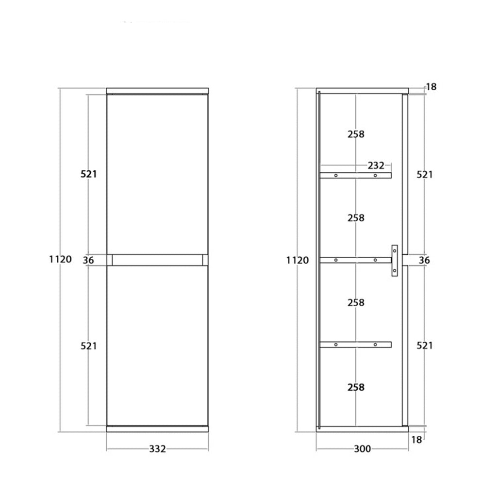 900241 - Pensile Bagno 33x112x30 cm con Ante Slow-Motion Collezione Revival Cubi&co - Rovere di Bordeaux
