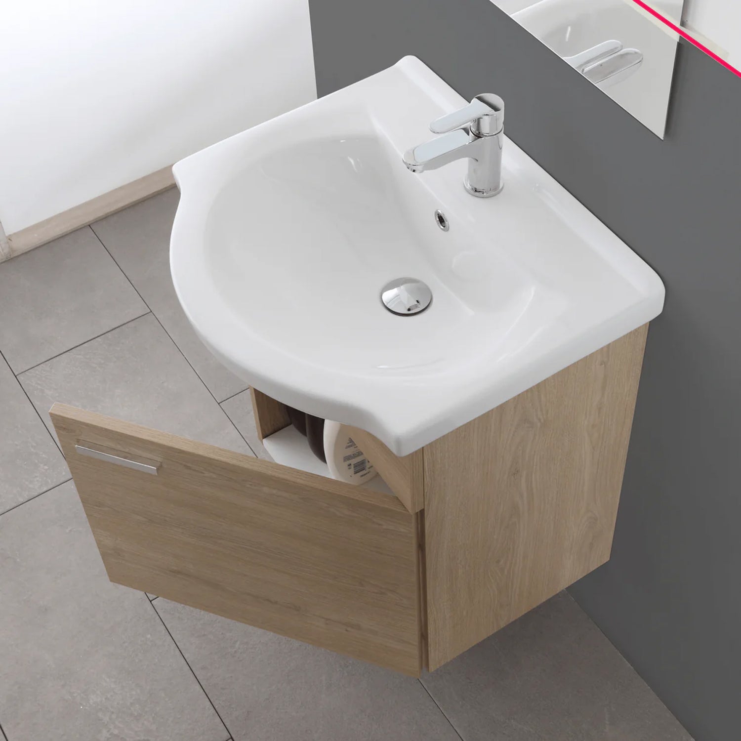 799301 - Composizione Bagno Sospesa 55x63x49,5 cm con Anta Serie Star Cubi&co - Rovere Dolomite
