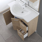 799304 - Mobile bagno con due ante, due cassetti e specchio con pensile Serie Star Cubi&co - Rovere dolomite