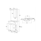 799304 - Mobile bagno con due ante, due cassetti e specchio con pensile Serie Star Cubi&co - Rovere dolomite