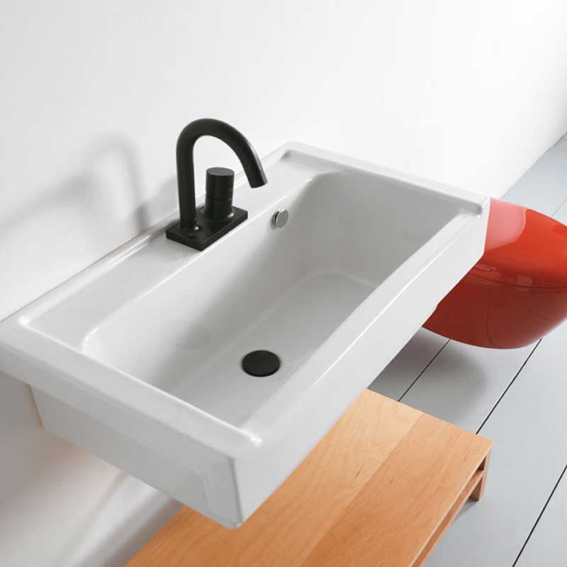 Lavabo sospeso in ceramica Xilon Lavarredo cm 90x50 colore bianco lucido Cod. 995 by CeramicStore | Lo specialista del tuo bagno