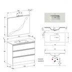  Composizione bagno sospesa Nexu 3 cassetti con lavabo specchio con lampada LED 100x90 cm - Grigio by CeramicStore | Lo specialista del tuo bagno