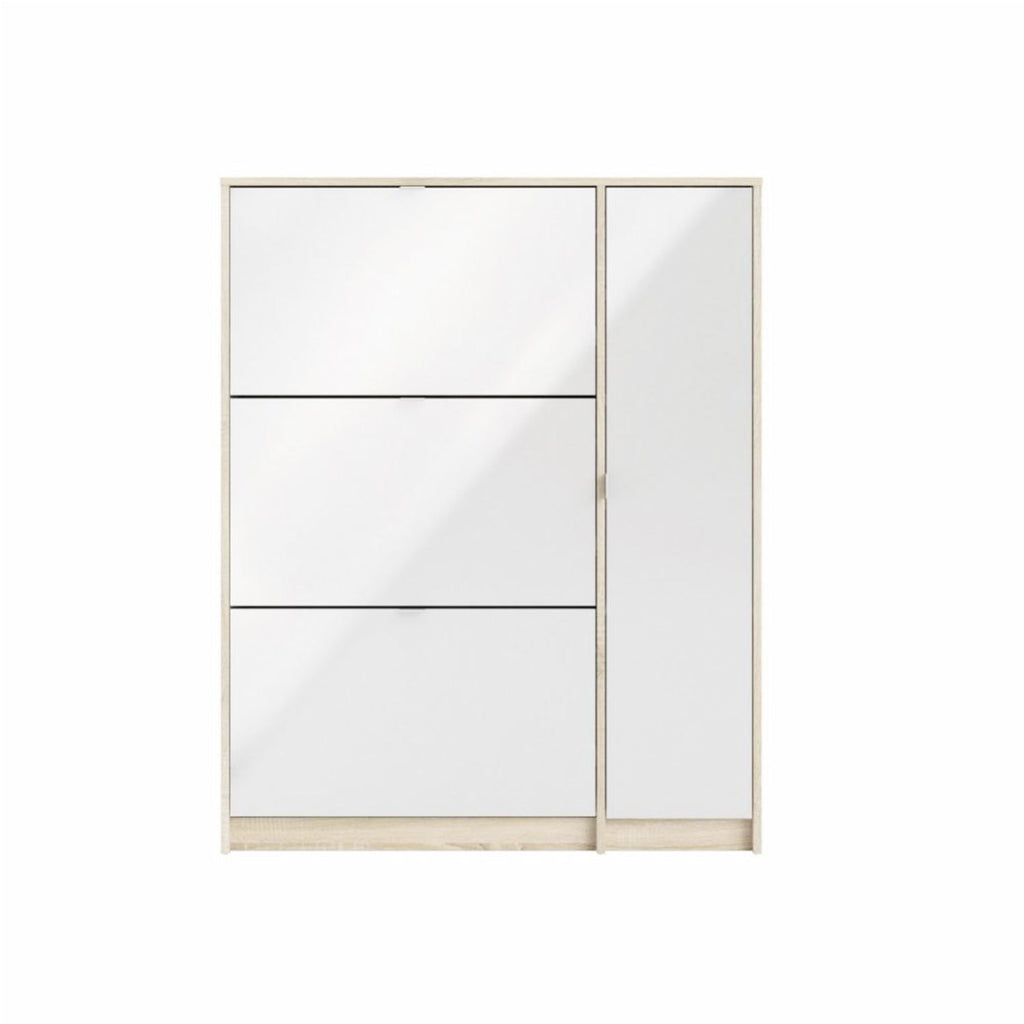 Scarpiera con ante a ribalta e anta in rovere e bianco 102x24cm e H. 125cm by CeramicStore | Lo specialista del tuo bagno