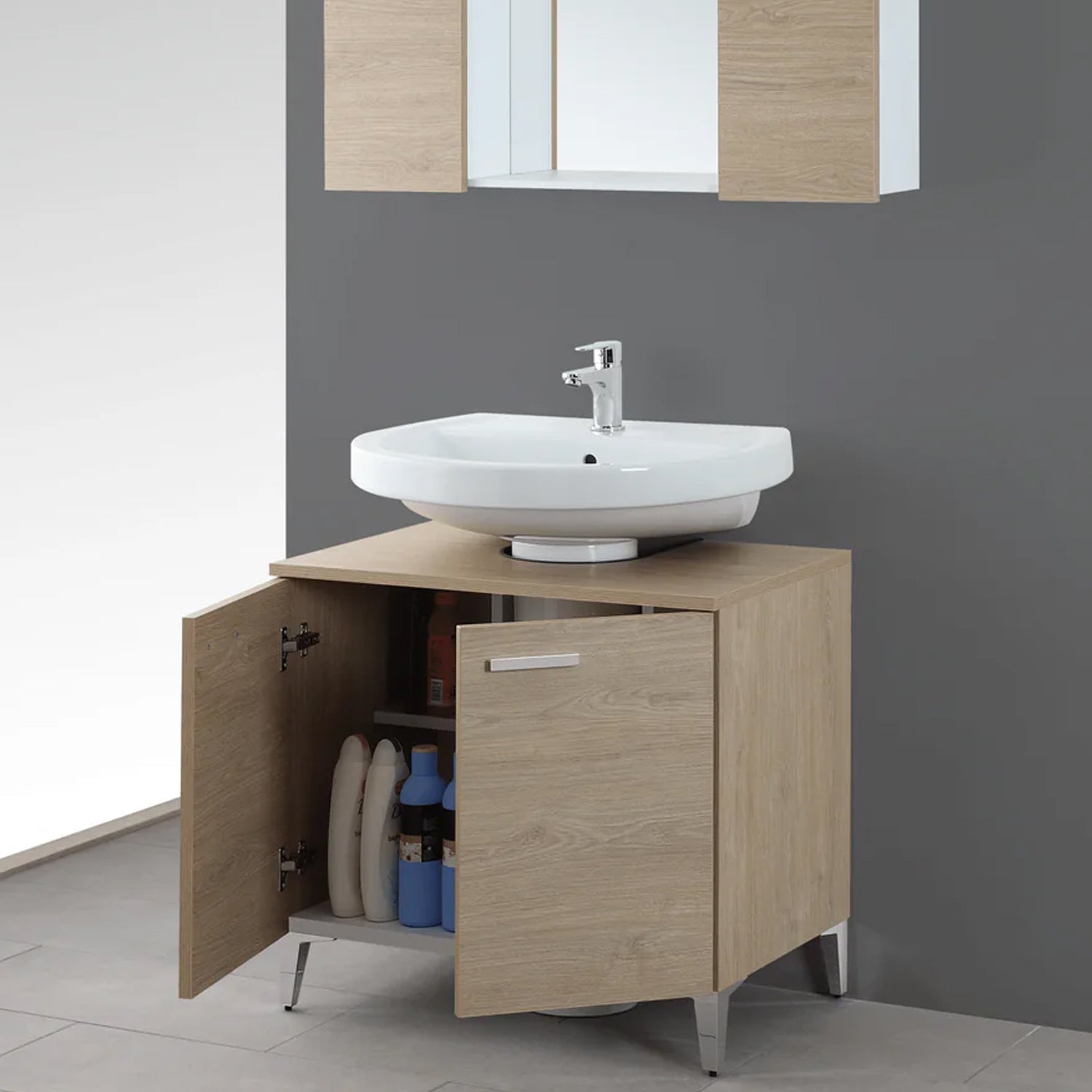 799305 - Mobile Bagno a terra 70 cm con 2 Ante Serie Star Cubi&co - Rovere Dolomite