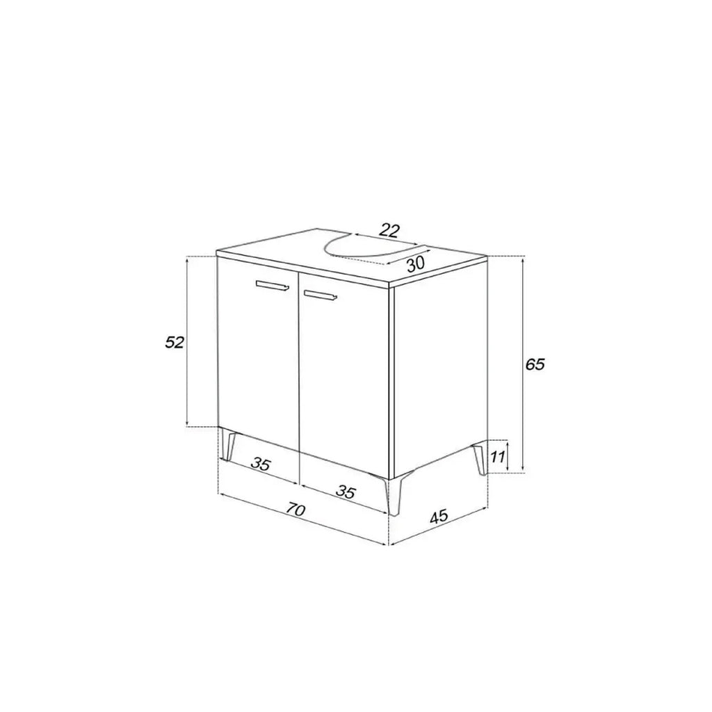 799305 - Mobile Bagno a terra 70 cm con 2 Ante Serie Star Cubi&co - Rovere Dolomite