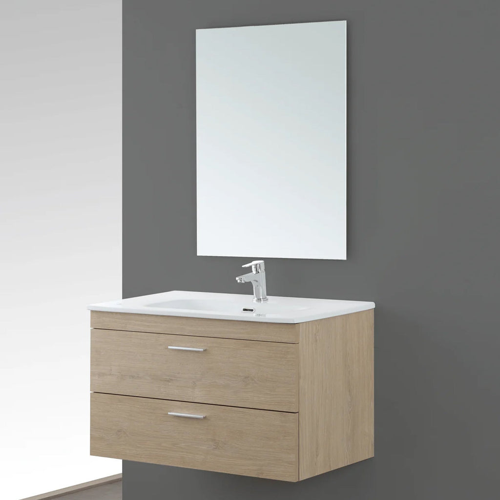 Composizione Bagno Sospesa 80 cm con Consolle in Ceramica e Cassetti Slow Motion Collezione Star Cubi&co - Rovere Dolomite