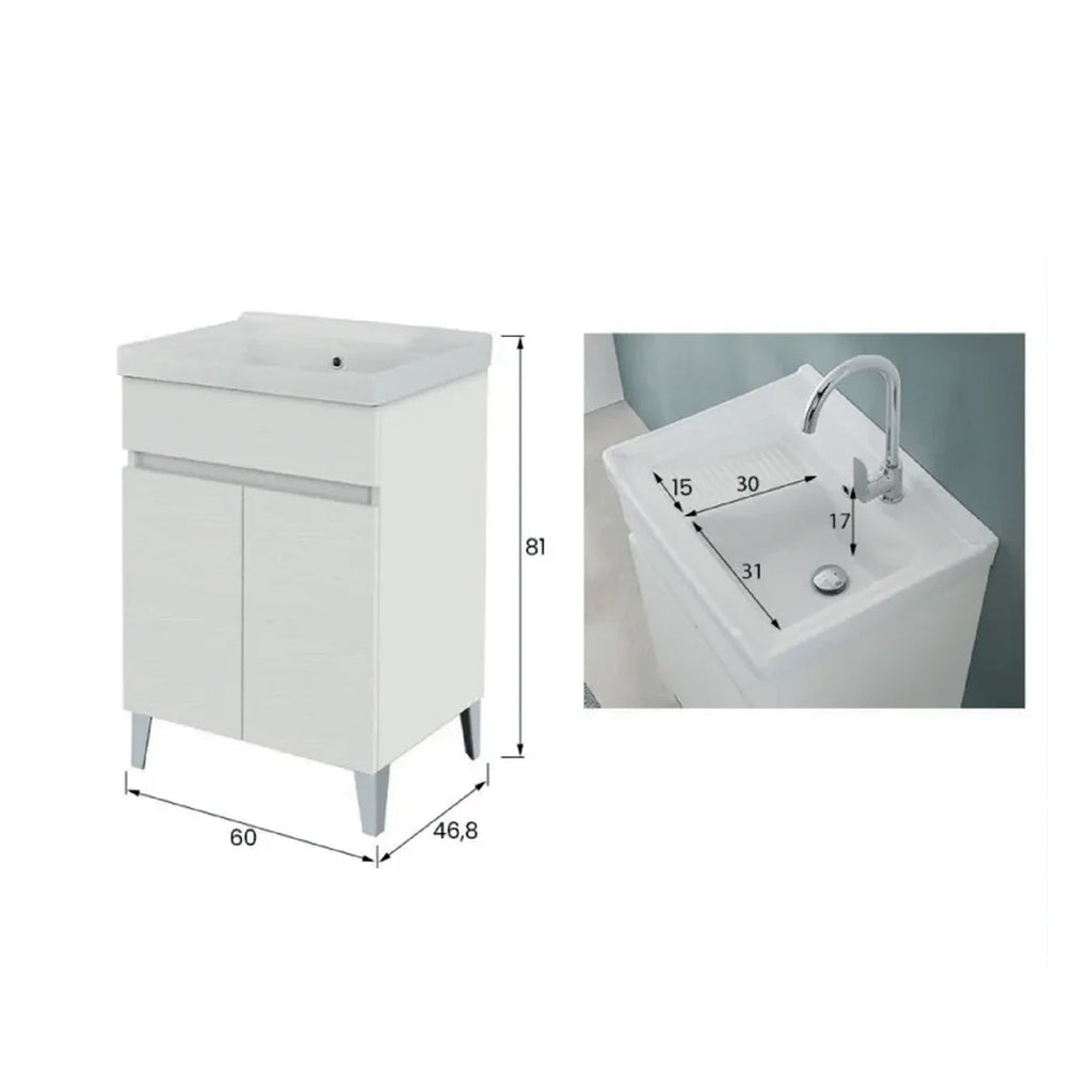 900342 - Lavatoio da Bagno 60 cm con Vasca in Ceramica Collezione Aurora Bathcore