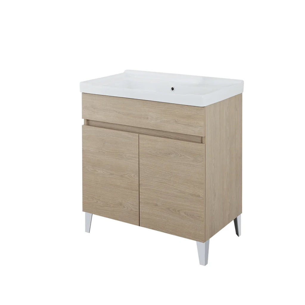 900343 - Lavatoio da Bagno 80 cm con Vasca in Ceramica Collezione Aurora Bathcore - Rovere Dolomite