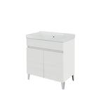 900345 - Lavatoio da Bagno 80 cm con Vasca in Ceramica Collezione Aurora Bathcore - Bianco Frassinato
