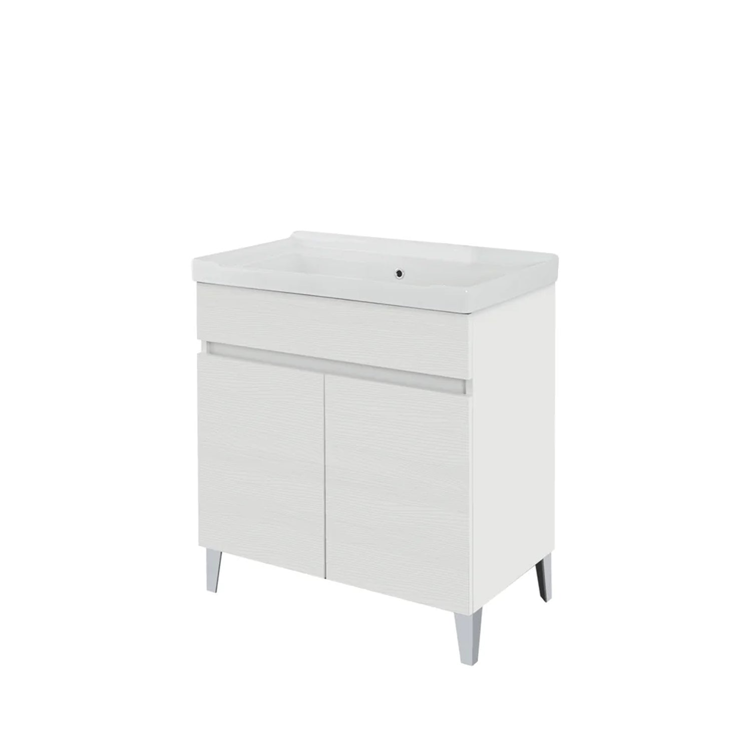 900345 - Lavatoio da Bagno 80 cm con Vasca in Ceramica Collezione Aurora Bathcore - Bianco Frassinato