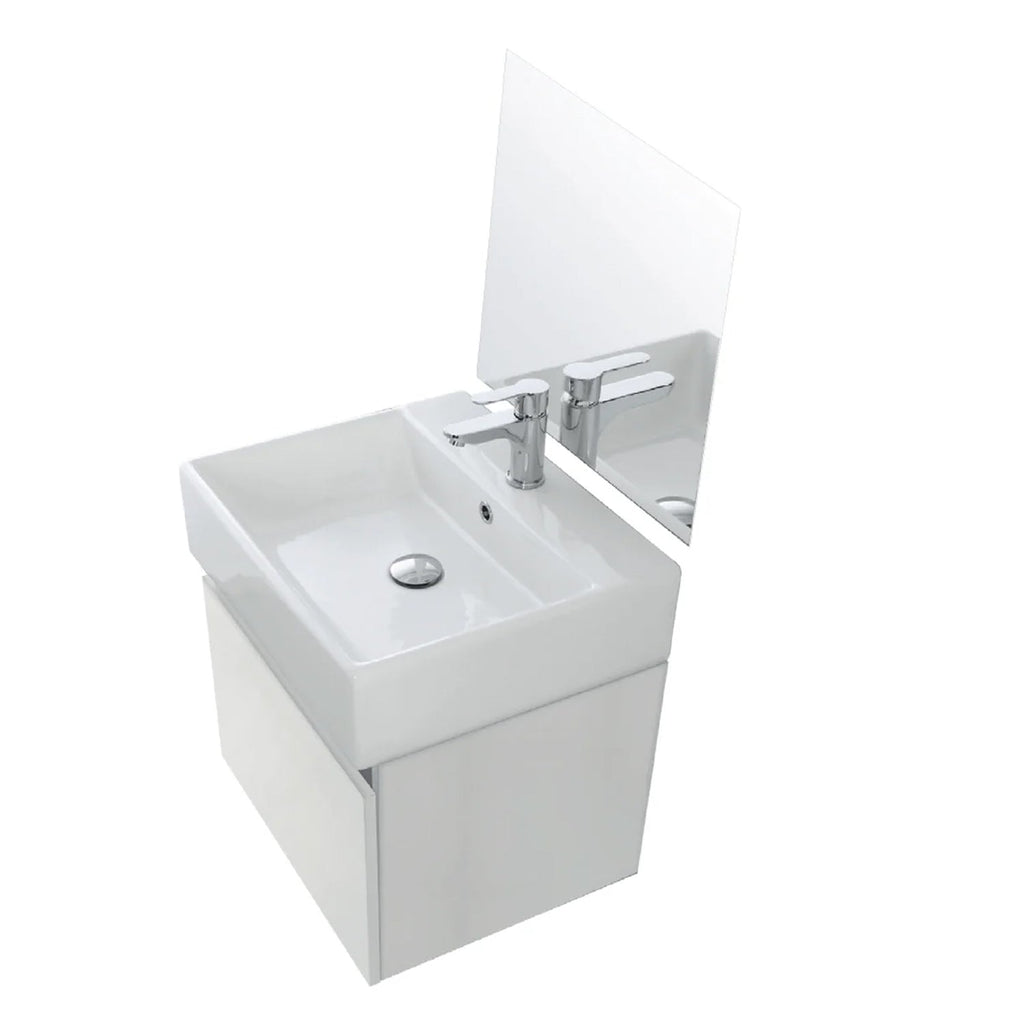 900320 - Composizione Bagno Sospesa 50 cm con Anta Slow-Motion e Consolle in Ceramica Collezione Kairos Cubi&co MDF