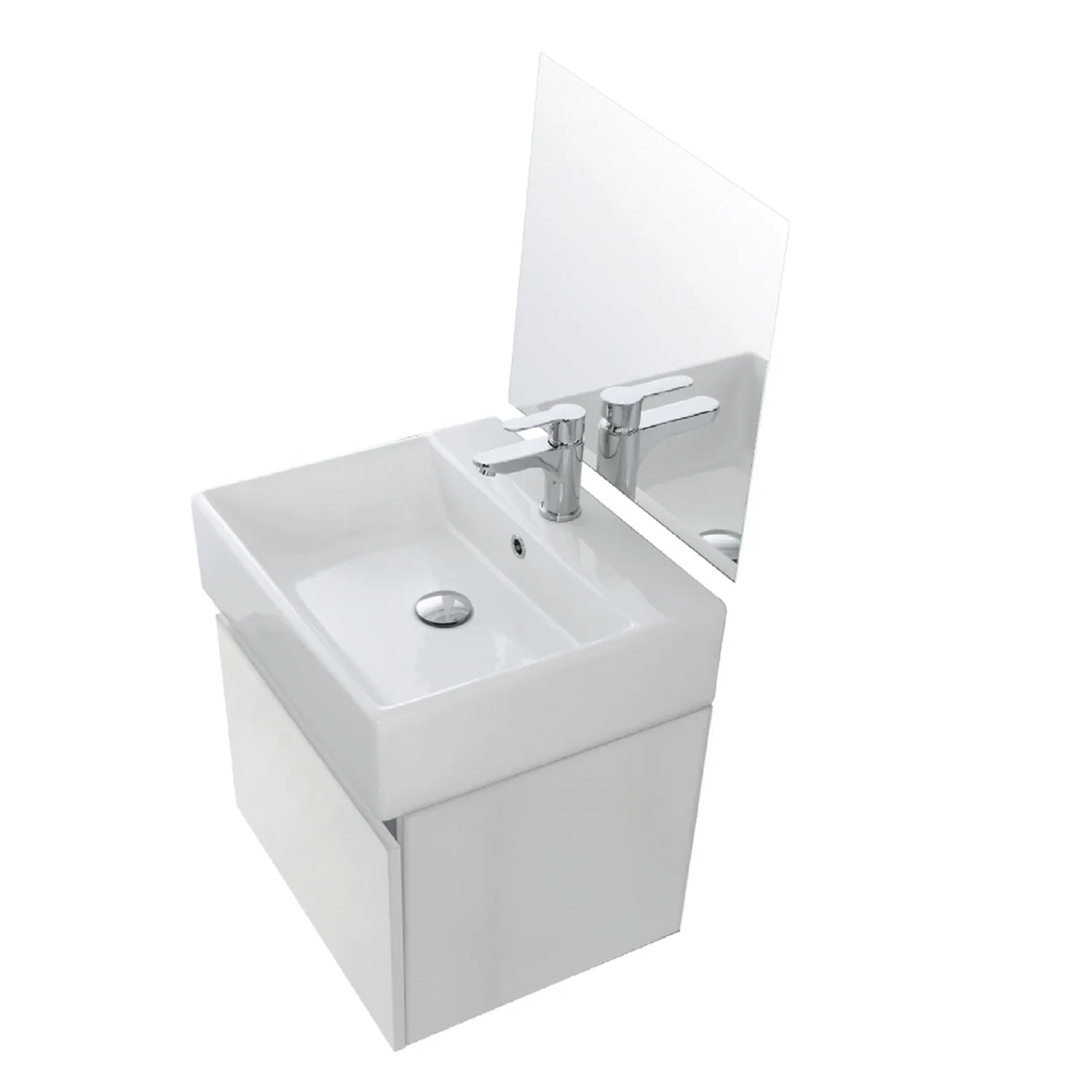 900320 - Composizione Bagno Sospesa 50 cm con Anta Slow-Motion e Consolle in Ceramica Collezione Kairos Cubi&co MDF