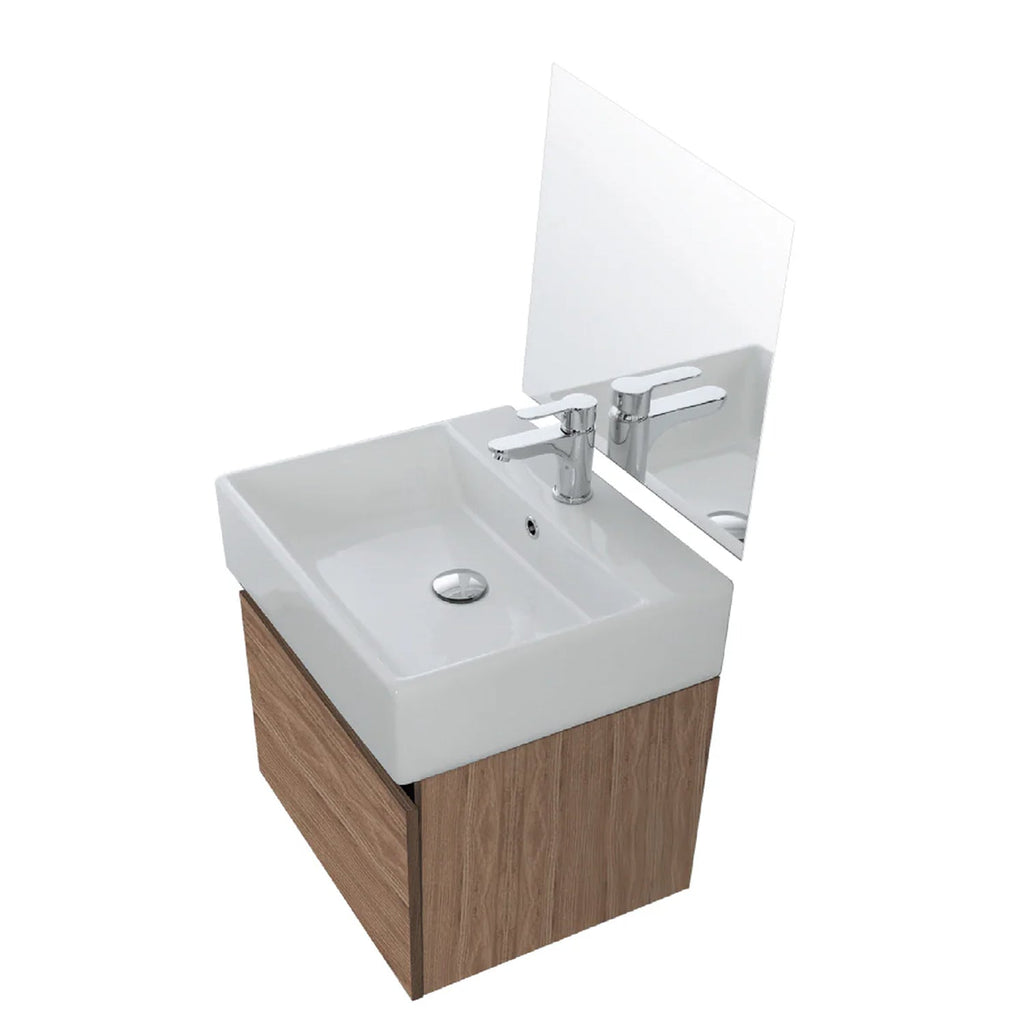 900321 - Composizione Bagno Sospesa 50 cm con Anta Slow-Motion e Consolle in Ceramica Collezione Kairos Cubi&co MDF