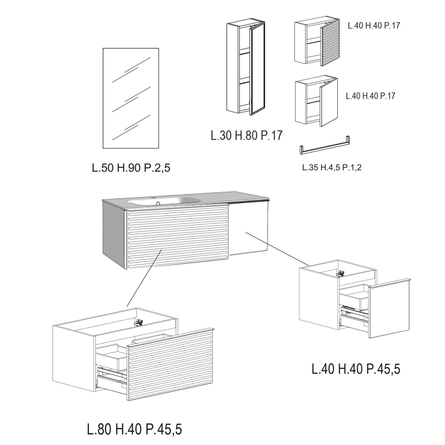  Composizione bagno sospesa con lavabo