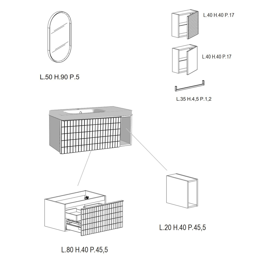  Composizione bagno sospesa con lavabo