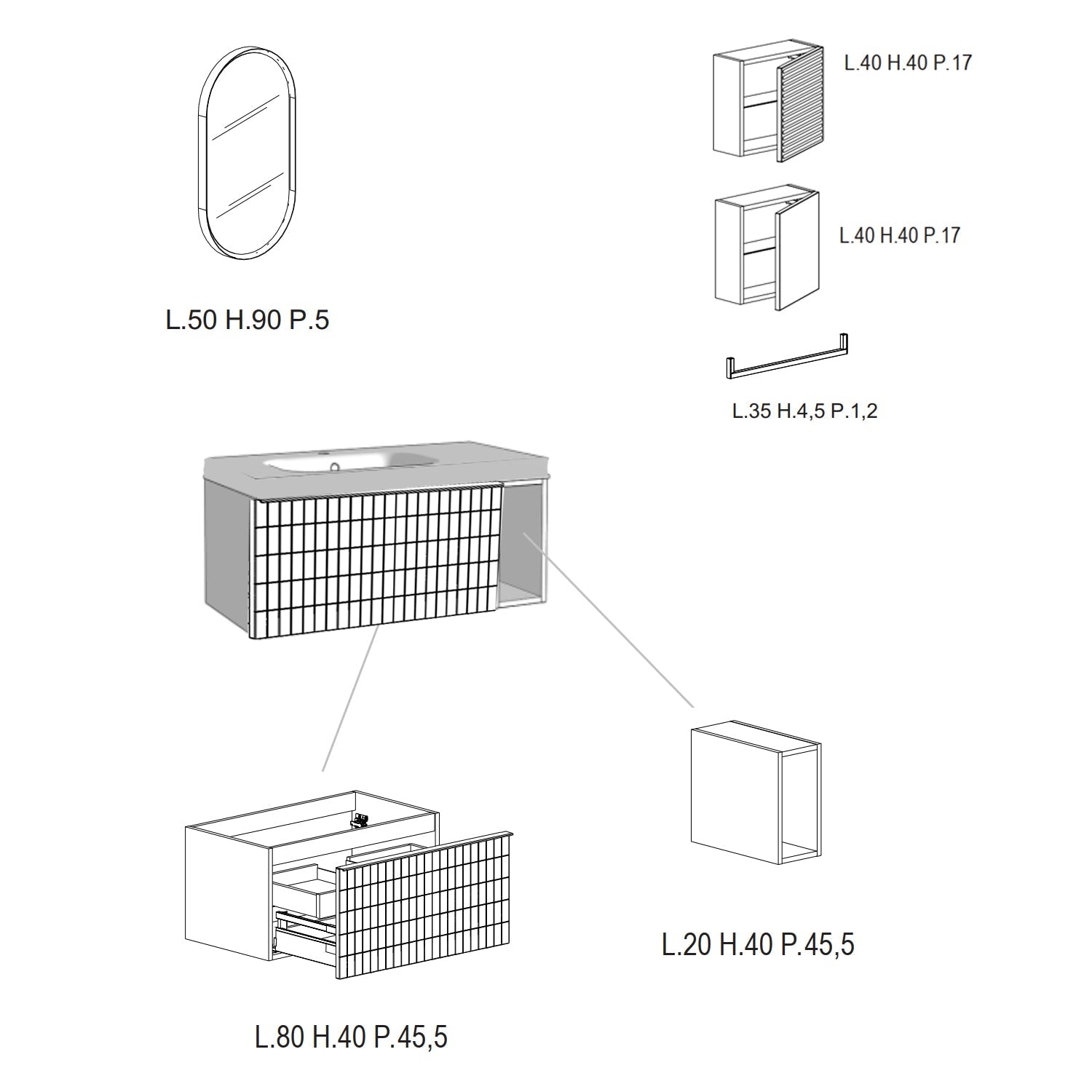  Composizione bagno sospesa con lavabo