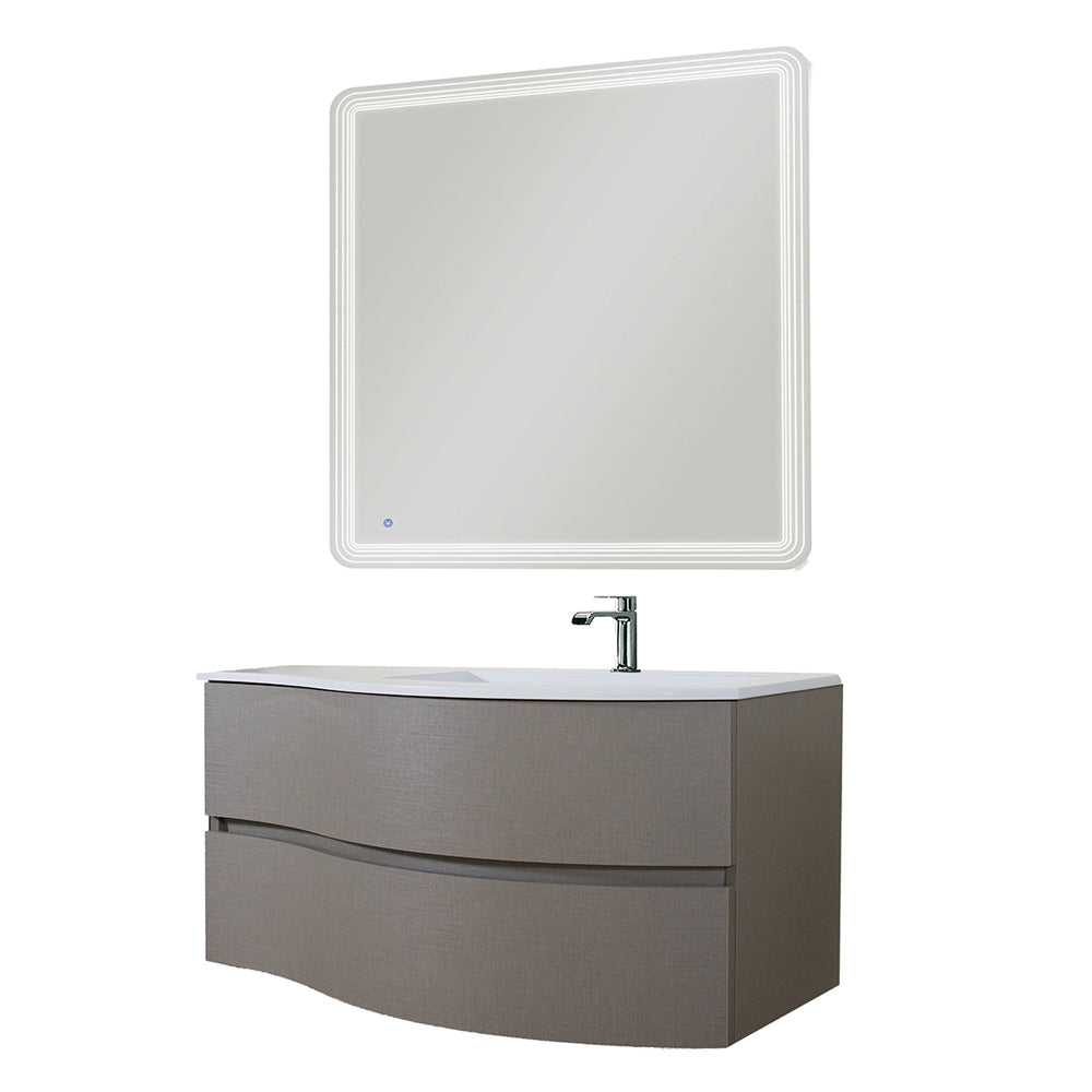  Composizione bagno Cloud con mobile lavabo e specchio retroilluminato cm106x50 Grigio Corda by CeramicStore | Lo specialista del tuo bagno