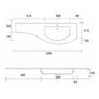  Composizione bagno Cloud con mobile lavabo e specchio retroilluminato cm106x50 Grigio Corda by CeramicStore | Lo specialista del tuo bagno