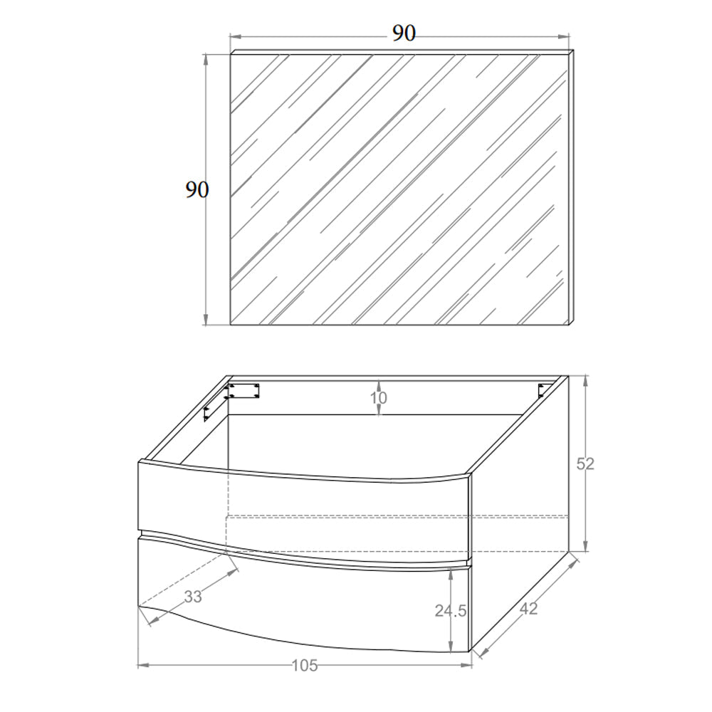 Composizione bagno Cloud con mobile lavabo e specchio retroilluminato cm106x50 Grigio Corda