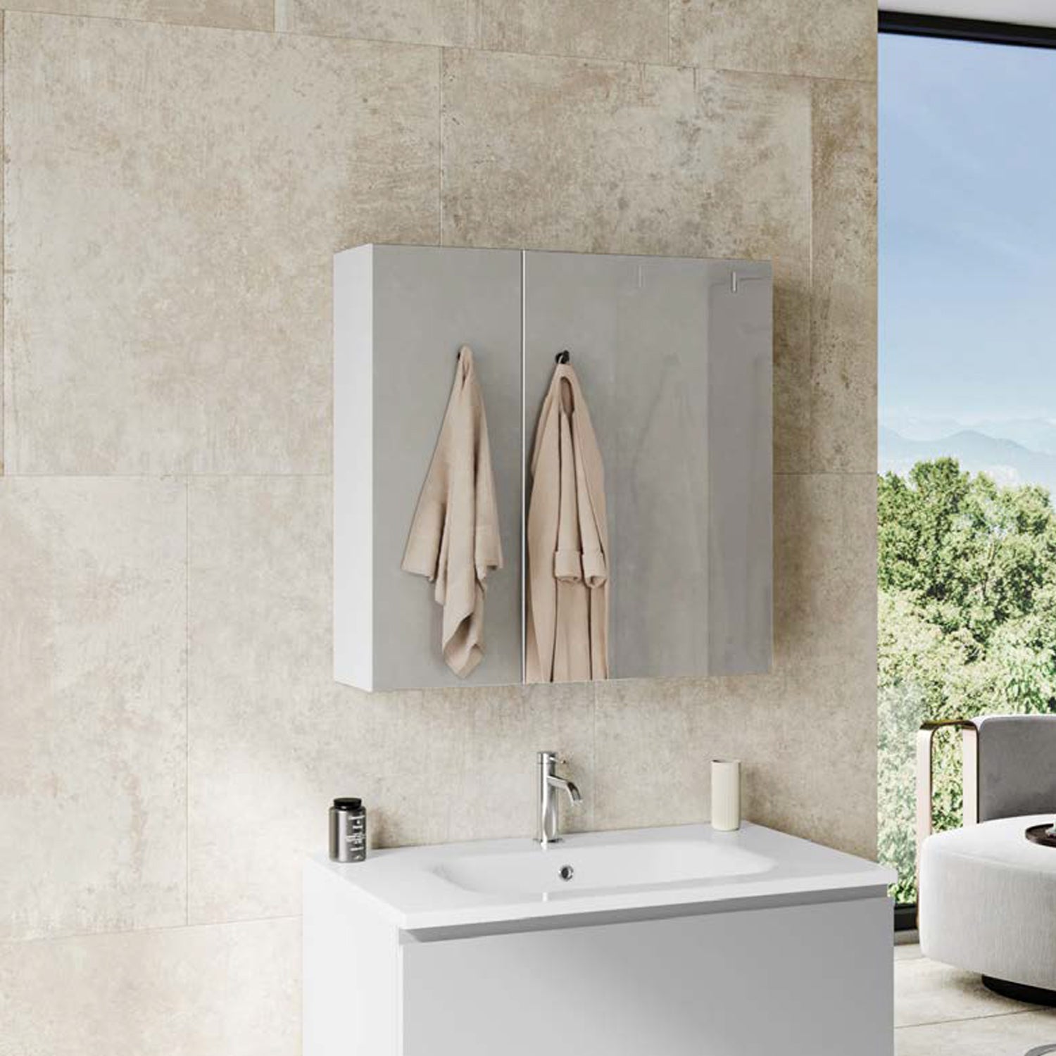 Specchio contenitore 60x15x68 cm con 2 ante Cubi&Co - Bianco lucido by CeramicStore | Lo specialista del tuo bagno