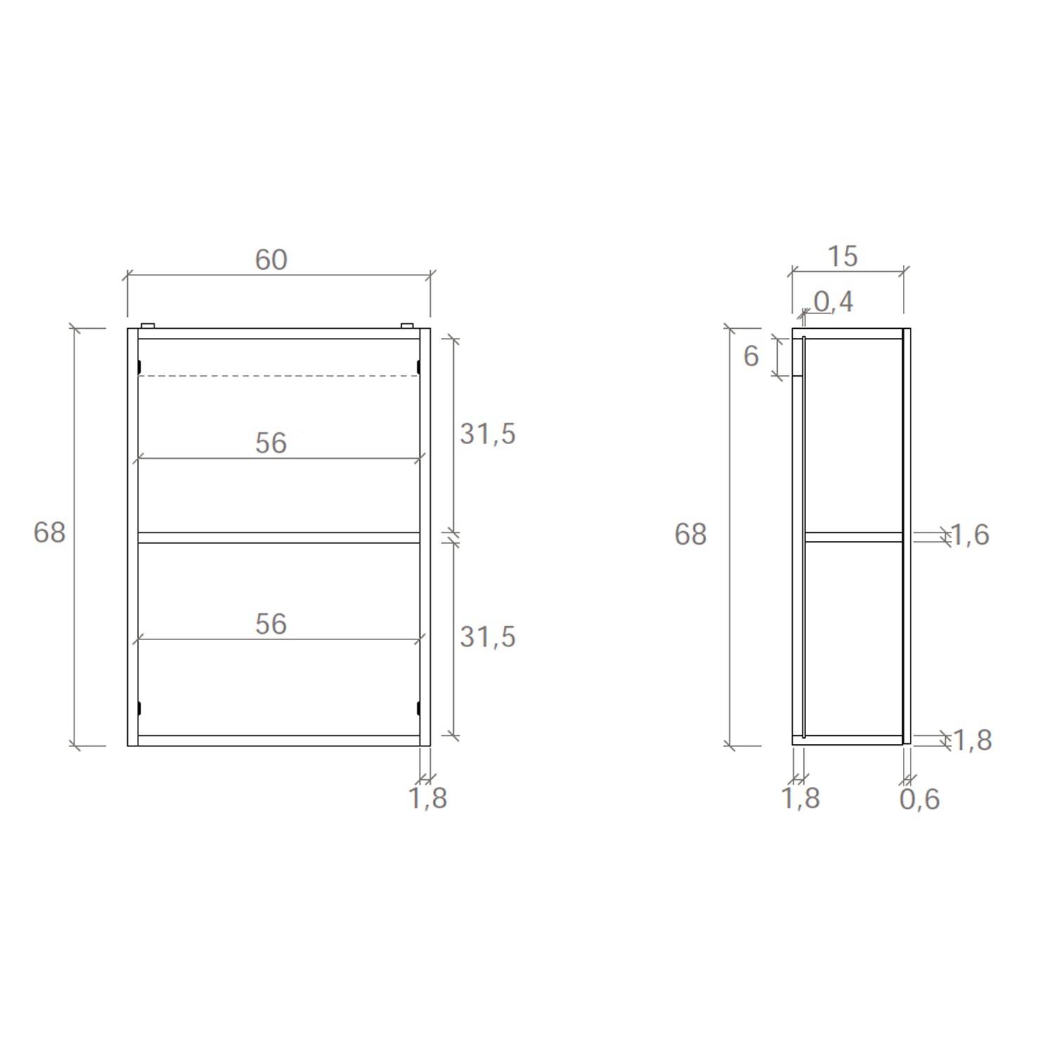  Specchio contenitore 60x15x68 cm con 2 ante Cubi&Co - Bianco lucido by CeramicStore | Lo specialista del tuo bagno