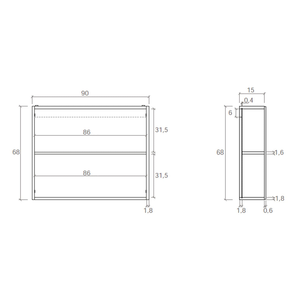  Specchio contenitore 90x15x68 cm con 2 ante Cubi&Co - Bianco lucido by CeramicStore | Lo specialista del tuo bagno