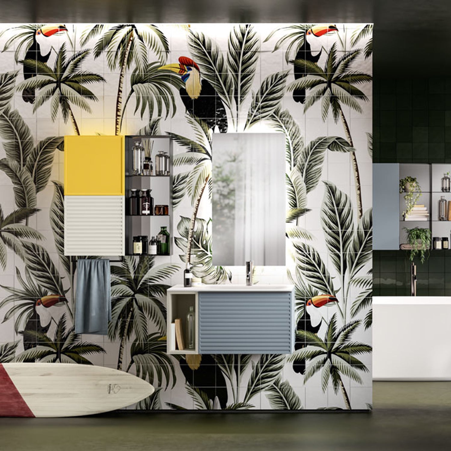 Composizione bagno sospesa con lavabo