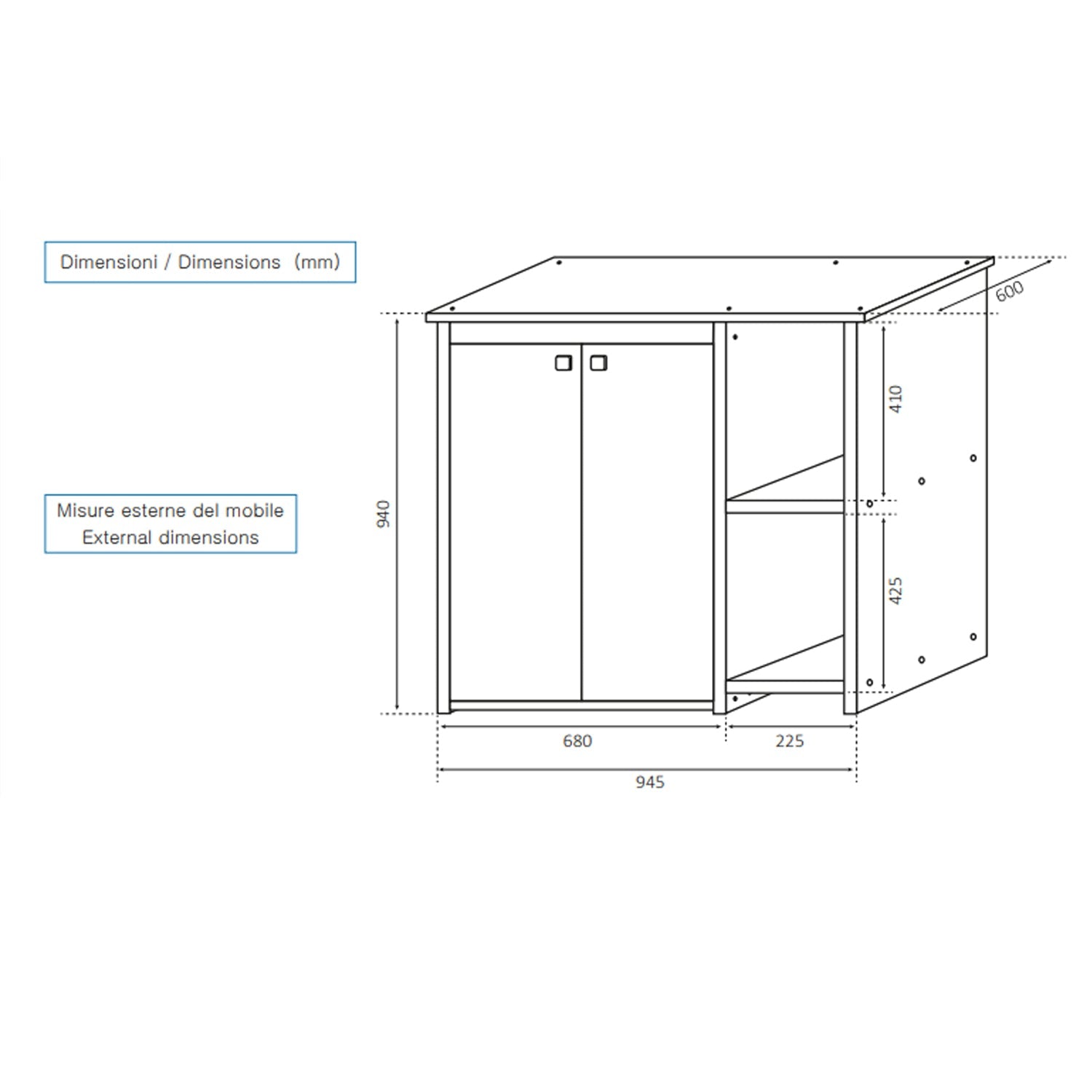  Mobile coprilavatrice in pvc con ante e due ripiani by CeramicStore | Lo specialista del tuo bagno