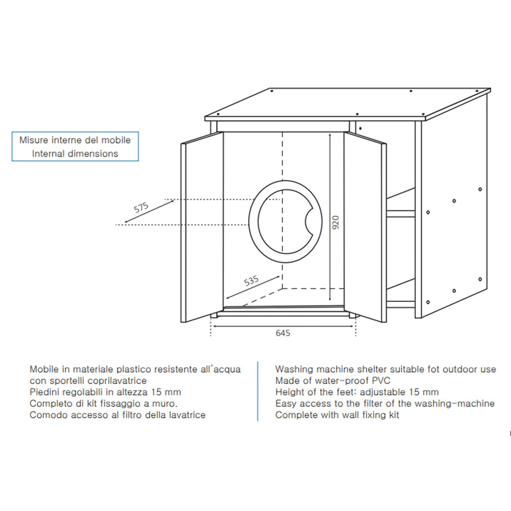  Mobile coprilavatrice in pvc con ante e due ripiani by CeramicStore | Lo specialista del tuo bagno