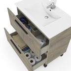  Mobile bagno Line 2 cassetti con lavabo e specchio color Rovere Alaska cm 80 by CeramicStore | Lo specialista del tuo bagno