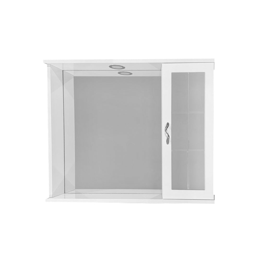 Pensile bagno con specchio e anta a specchio completo di faretto cm 72x16x60
