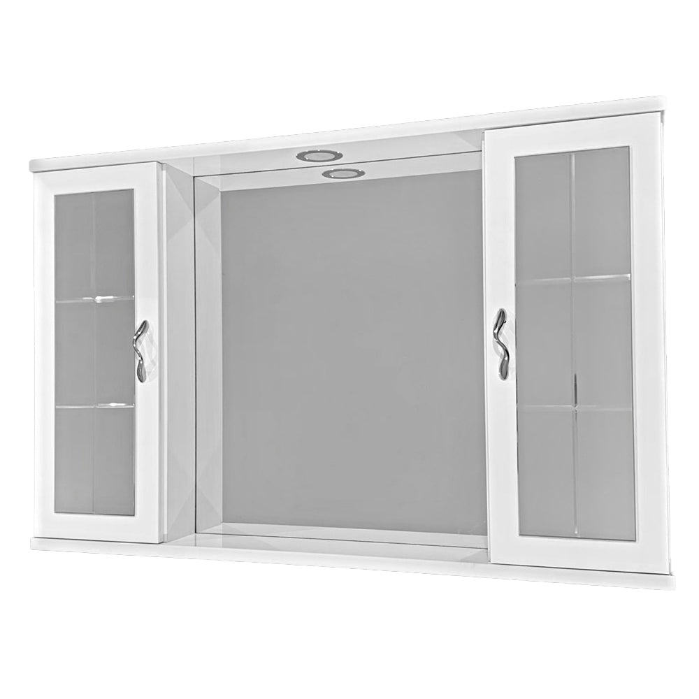 Pensile bagno con specchio e due ante a specchio completo di faretto cm 94