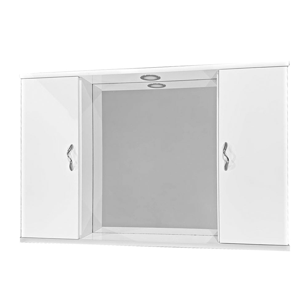 Pensile bagno con specchio e due ante completo di faretto cm 94