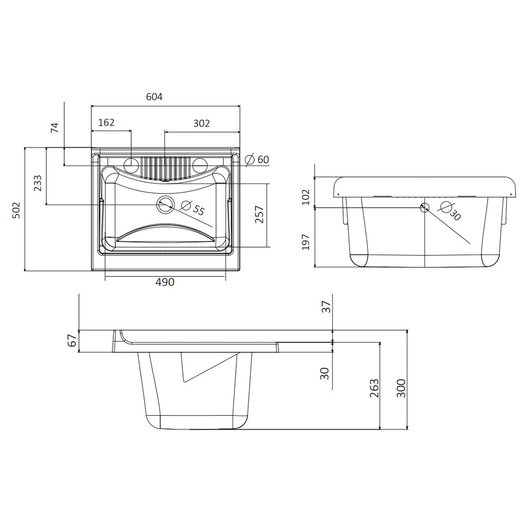  Pilozzo con tavola in polipropilene 60x50 cm per sottolavabo BathCore by CeramicStore | Lo specialista del tuo bagno