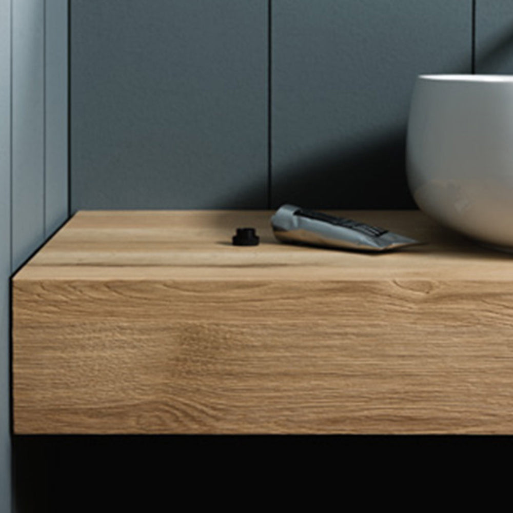  Mensola in legno per lavabi da appoggio 190 cm Finitura Rovere Antico Grezzo
