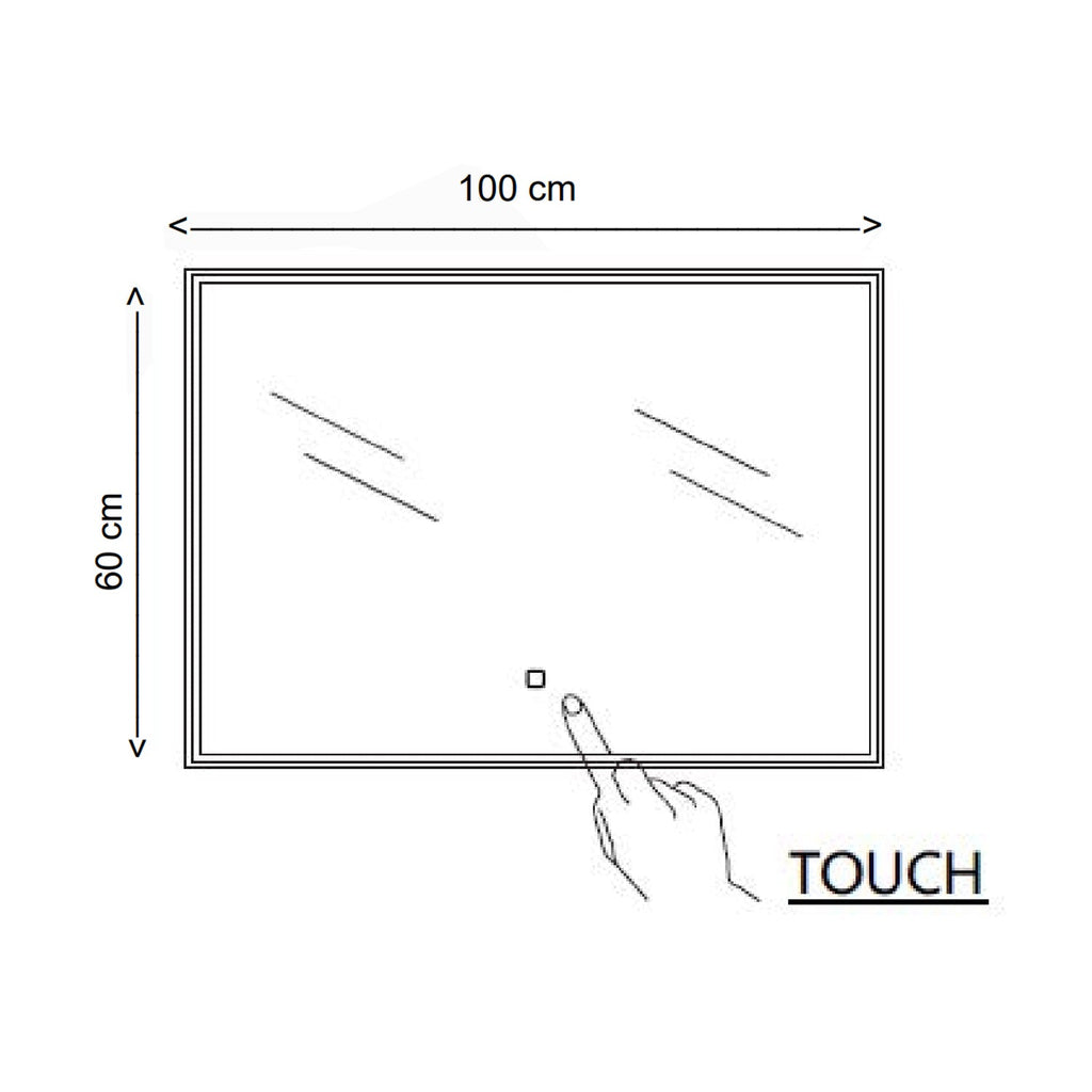  Specchio rettangolare con striscia led integrata in alto accensione touch 100x60h cm by CeramicStore | Lo specialista del tuo bagno