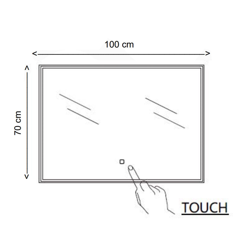  Specchio rettangolare con led integrato accensione touch 100x70h cm by CeramicStore | Lo specialista del tuo bagno