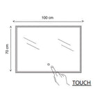  Specchio rettangolare con led integrato accensione touch 100x70h cm by CeramicStore | Lo specialista del tuo bagno