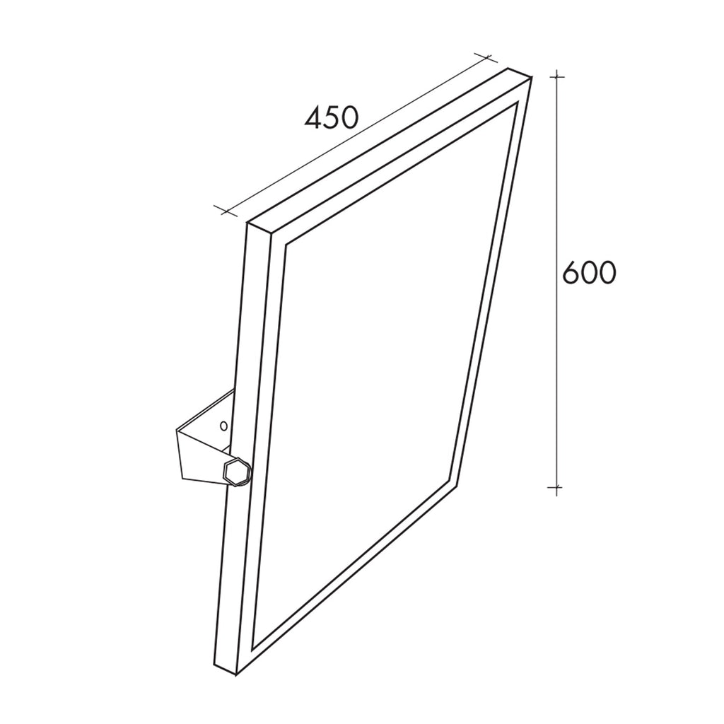  Specchio rettangolare reclinabile ideale in bagni per disabili cm 45x60h