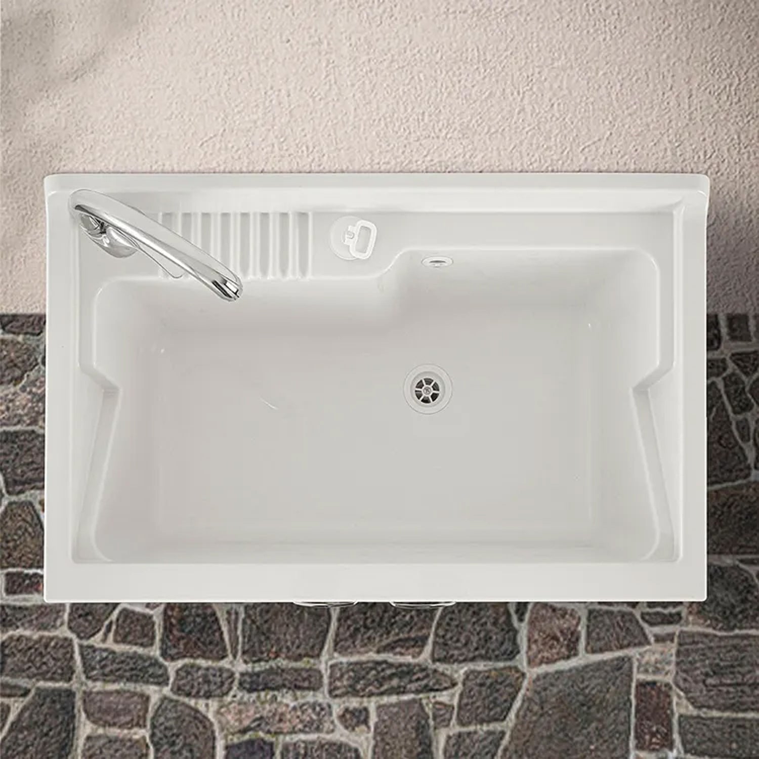 531004 - Vasca in resina Cubi&co per lavatoio 80x50 con pre-fori - 80 x 45,1 cm