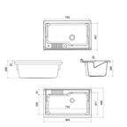 531004 - Vasca in resina Cubi&co per lavatoio 80x50 con pre-fori - 80 x 45,1 cm