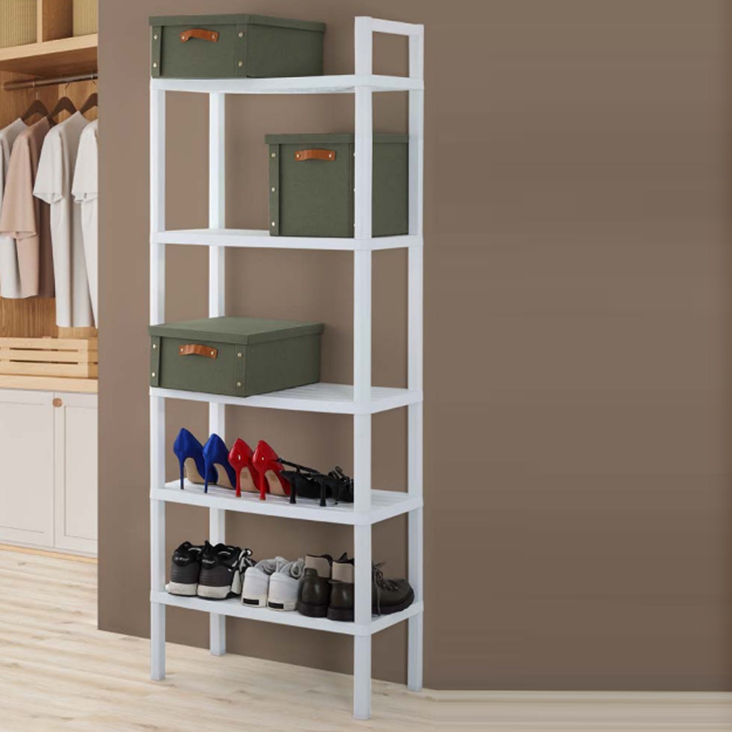 130411 - Scaffale 5 ripiani Cubi&co Willy in polipropilene - Effetto legno