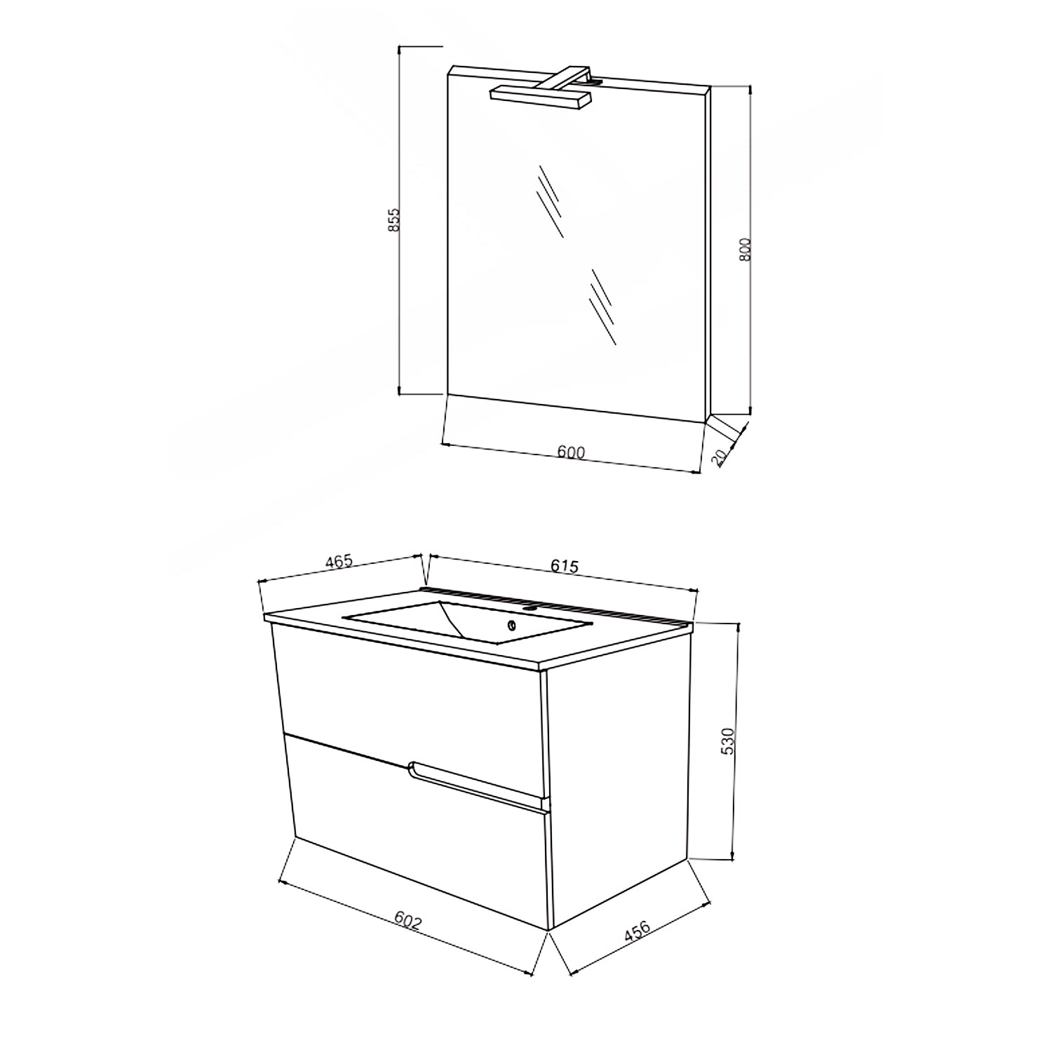  lavabo e specchiera modello Irene 60 - Rovere fumo e Bianco Lucido by CeramicStore | Lo specialista del tuo bagno