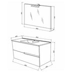  lavabo e specchiera modello Irene 80 - Rovere fumo e Bianco Lucido by CeramicStore | Lo specialista del tuo bagno