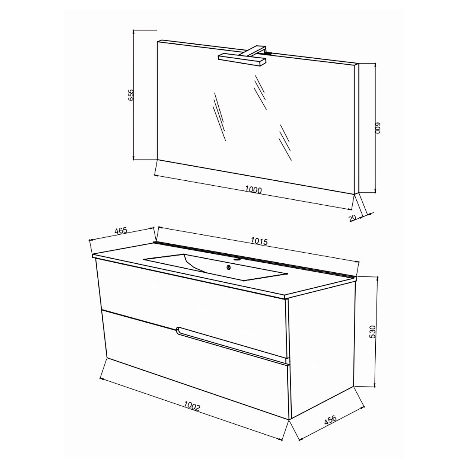  lavabo e specchiera modello Irene 100 - Rovere fumo e Bianco Lucido by CeramicStore | Lo specialista del tuo bagno